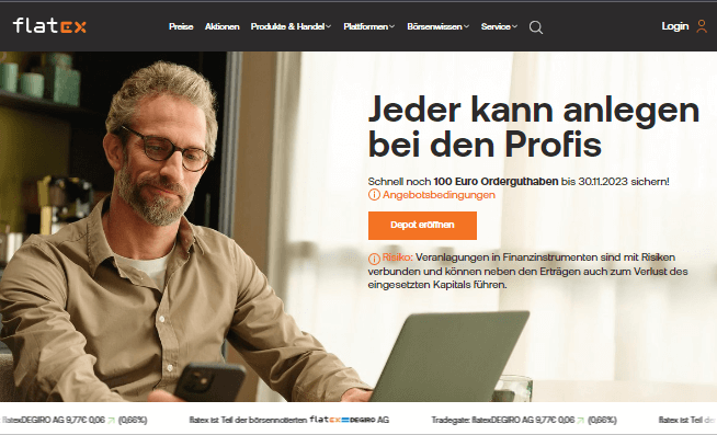 Webseite von Flatex